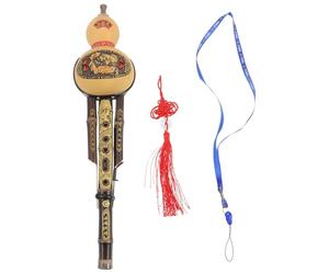 Hoement Flauta de Cucurbitáceas China Hulusi Hecha a Mano en Bambú Natural, Instrumento Musical Práctico para Principiantes Estilo Étnico y Sonido Afinado