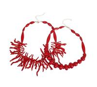 Hoement Gargantilla Mujer Coral Rojo Vibrante Diseño Exagerado Collar Cuentas Verano Accesorios para Fiesta y