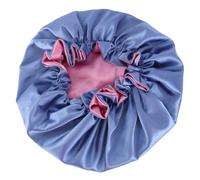 Hoement Gorro de Ducha para Mujer de Tela Imitación Seda Azul Doble Capa, Cómodo y Fácil de Guardar, Adecuado para Ducha y Spa, 1 Pieza