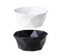 Hoement Juego de 2 Cuencos de Arroz de Cerámica Pequeños en Color Negro y Blanco, para Servir Comidas Rápidas y Cenas Diseño Simple y Funcional