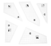 Hoement Juego de 5 Plantillas Acrílicas para Acolchado Hexagonal, Regla para Patchwork DIY Guía de Puntadas de Bordado, Kit de Regla para Colcha, Plantilla Creativa para Manualidades