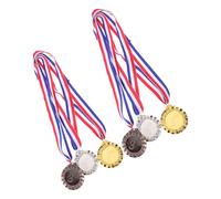 Hoement Juego de 6 Medallas de Competición de Zinc y Poliéster para Eventos Deportivos con Reconocimiento Visible y Tamaño Grande para Ganadores