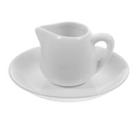 Hoement Juego de Jarra de Leche de Cerámica Diseño Elegante y Cómodo con Platillo Blanco Adecuado para Cenas Formales y Reuniones Casuales