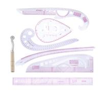 Hoement Juego de Reglas de Costura para Sastrería 7 Piezas en Plástico Flexible, Herramientas de Dibujo y Patronaje para Confección de Prendas, Kit de Reglas Métricas para Diseño y Corte