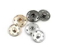 Hoement Juegos de Botones de Presión Metálicos de Latón Plata 50 Cierres Redondos 2 Partes y 4 Agujeros, Accesorios para Manualidades DIY Elasticidad Adecuada