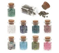 Hoement Kit de 10 Mini Botellas de Cristal Chips de Piedras Naturales para Decoración del Hogar y Accesorios de Meditación
