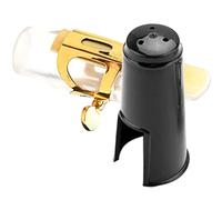 Hoement Kit de Boquilla Transparente para Saxofón Alto E♭ con Ligadura Metálica Dorada y Tapa Negra, Accesorio para Instrumentos Musicales, Suministro para Saxofón y Práctica