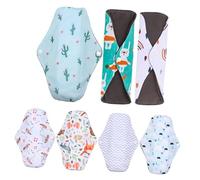 Hoement Kit de Toallas Sanitarias para Mujer 6 Compresas Reutilizables Alfombrillas de Lactancia Hechas de Bambú para Viajar Seguras para Períodos Menstruales Y Cuidados Posparto