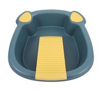 Hoement Lavabo Pequeño para Lavar Ropa con Tabla de Lavar Integrada Cubo de Polipropileno Reforzado Azul Adecuado para Lavado a Mano y Tareas Domésticas Espacios Reducidos