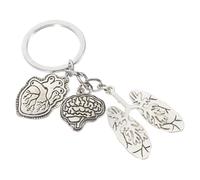 Hoement Llavero Colgante Metálico Diseño Médico Corazón, Cerebro y Pulmón, Llavero Único Decorativo para Mochila y Bolso, Accesorio Original y Delicado para Obsequio