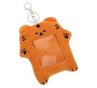 Hoement Llavero con Forma de Tigre Naranja Porta Tarjetas de Felpa Funda Protectora Antiarañazos para Tarjetas Bancarias E Identificación, Adecuado para Estudiantes en Clase Viaje