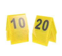 Hoement Marcadores de Números Acrílicos Reutilizables para Mesa 55X63 CM Color Amarillo Números Negros 1-20 Doble Cara para Restaurante Eventos y Señalización de Escena