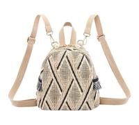 Hoement Mochila de Mujer de Rafia Beige Mochila de Viaje y Estudiante Gran Capacidad para Uso Diario y Campus Bolso de Hombro Multifuncional Ligera y Espaciosa