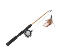 Hoement Palo Interactivo para Gatos Plumas Divertidas, Material de Eva y Abs, Diseño Ajustable para Estimular y Entretener a Tu Gato Negro