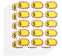 Hoement Pegatinas de Precios Adhesivas Amarillas de Papel, Fáciles de Usar Escribir, 20 Hojas Ideales para Supermercados y Venta en Jardín