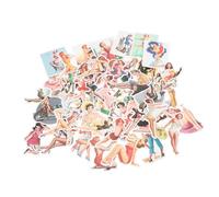 Hoement Pegatinas Decorativas Vintage De Mujer para Equipaje y Skate, Calcomanías Adhesivas PVC Impermeables, Set 50 Unidades para Decoración DIY Habitación y Portátil, Diseño Retro Rosa y Beige