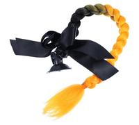 Hoement Peluca de Casco de Moto Trenza Naranja, Fibra Química Resistente al Calor, Ventosa Fácil de Pegar y Quitar para Casco de Ciclismo y Skate