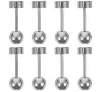 Hoement Pendientes de Acero Inoxidable para Mujer y Hombre, 8 Piezas Diseño Geométrico de Bola y Disco, Color Acero Inoxidable, Pendientes de Botón Pequeños y Ligeros para Uso Diario