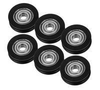 Hoement Poleas para Puertas Corredizas de Aluminio 6 Unidades Ruedas de Nylon Cojinetes para Ventanas y Gabinetes 6X27X8 MM Funcionamiento Suave y Silencioso