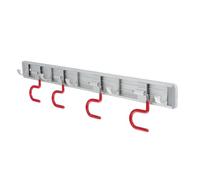 Hoement Porta Escobas Pared de Aleación de Aluminio Plata 4 Ganchos Organizador para Mopas y Escobas Adecuado para Baño y Garaje Función Anticaída