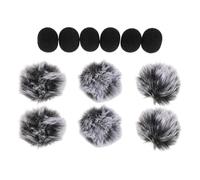 Hoement Protector Antiviento para Micrófono de Solapa 12 Piezas Incluye 6 Peluches Antiviento y 6 Fundas de Esponja Accesorios Compatibles para Grabación en Exteriores y Conferencias