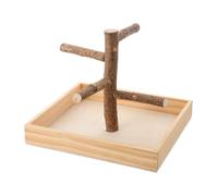 Hoement Puesto de Entrenamiento para Pájaros de Madera Beige, Soporte Portátil para Aves Pequeñas, Desarrolla Equilibrio y Fomenta Ejercicio en Mascotas