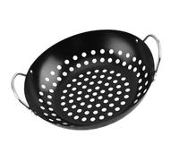 Hoement Sartén de Hierro Negro Antiadherente y Resistente al Calor con Doble Asa para Barbacoa Adecuado para Reuniones Familiares y Parrilladas al Aire Libre