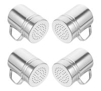 Hoement Set de 4 Tarros de Especias de Acero Inoxidable Reutilizables Agitador para Polvo, Diseño Resistente y Apto para Uso en Casa y Actividades al Aire Libre
