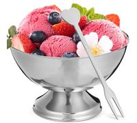Hoement Tazón de Acero Inoxidable para Postres y Helado Cuenco Mediano de 10 CM Taza para Fruta y Dulces Recipiente Resistente para Hogar Restaurantes y Eventos