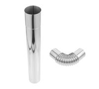 Hoement Tubo Recto y Conector de Codo de Acero Inoxidable para Conducto de Chimenea, Elimina Humo y Olores, Rápido Escape de Humo, Adecuado para Estufas y Calentadores