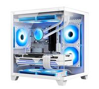HOENGAGER Panorama Gaming PC de sobremesa - AMD Ryzen 5 5600GT 3.6GHz, RTX 4060 8GB, 16GB DDR4 RAM 3200, 1TB M.2 PCIE + 2TB SATA SSD, 240mm AIO, 11AC Wi-Fi, Windows 11 Pro 64-bit Desktop Computer