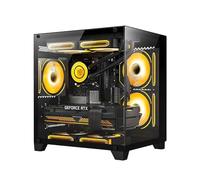 HOENGAGER Panorama Gaming PC de sobremesa - AMD Ryzen 5 5600GT 3.6GHz, RTX 4060 8GB, 32GB DDR4 RAM 3200, 1TB M.2 PCIE + 1TB SATA SSD, 240mm AIO, 11AC Wi-Fi, Windows 11 Pro 64-bit Desktop Computer