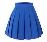 Hoerev Mujer Niñas Cintura Alta Falda Plisada A-Line Uniforme Escolar Falda Corta, PureRoyalBlue, 36