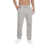Hoerev Pantalones Casuales de Lino y Algodón - Respira Tranquilo con Los Pantalones Ligeros Beach Shore,Gris,L
