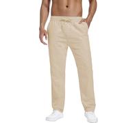 Hoerev Pantalones Casuales de Lino y Algodón - Respira Tranquilo con Los Pantalones Ligeros Beach Shore,Beige,XXL