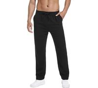 Hoerev Pantalones Casuales de Lino y Algodón - Respira Tranquilo con Los Pantalones Ligeros Beach Shore,Negro,L