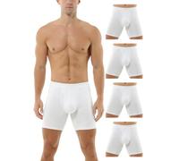 Hoerev Paquete de 4, Calzoncillo para Hombre, Ropa Interior de Pierna Larga, Bóxers Cómodos y Transpirables,Blanco,L