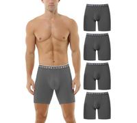 Hoerev Paquete de 4, Calzoncillo para Hombre, Ropa Interior de Pierna Larga, Bóxers Cómodos y Transpirables,Gris Oscuro,XXL