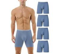 Hoerev Paquete de 4, Calzoncillo para Hombre, Ropa Interior de Pierna Larga, Bóxers Cómodos y Transpirables,Azul,L