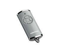 Hörmann HSE 4511577 HSE 4 BS - Mando a distancia para puerta de garaje con tapas cromadas, pilas, 28 x 70 x 14 mm, incluye llavero