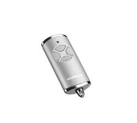 Hörmann 4511581 HSE 4 BS-Mando a Distancia para Puerta de Garaje (868 MHz, Pilas, 28 x 70 x 14 mm, Incluye Llavero), Color Plateado Brillante, Plata Cromo