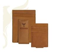 Hörner Codex - Tarjetero de ante marrón, 6 ranuras para tarjetas, compartimento interior para notas, clip magnético para billetes, formato delgado 11 × 7,5 × 1,2 cm, 32 g