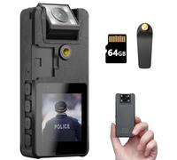 Hoestr Cámara Corporal, 1296P HD Body CAM (3000mAh) con IR Visión Nocturna y 180 ° Lente Giratoria, Videocámara Camcorder con Audio y Vídeo Ideal para Civiles Personales, Policía Aplicación (64GB)