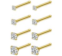 Hoeudjo Aretes hipoalergénicos de acero inoxidable quirúrgico de 24 g, con circonita cúbica para mujeres y hombres, tornillo y hueso y en forma de L, joyería con circonita cúbica de 1,5 mm, 2 mm, 2,5