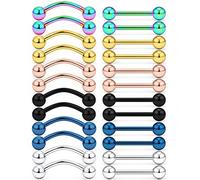 Hoeudjo - Piercing Curvo para Lengua de Ojos de Serpiente, Acero quirúrgico 316L, 14 g, 12 - 16 mm, 24 Unidades