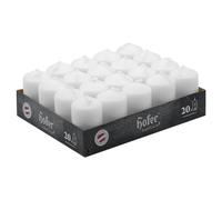Hofer Velas cilíndricas de cera en columna - Larga duración - 7 horas - Juego de 20 velas, 4 x 7 cm, color blanco - Antigoteo - 1 paquete de 20 unidades