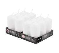 Hofer Velas Pilar - 60 x 120 mm - Juego de 12 Velas Decorativas - Color Blanco - Tiempo de Combustión 30 Horas - No Gotear, No Perfumadas - Calidad RAL