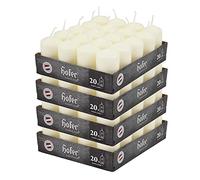 Hofer Velas Pilar - Paquete de 80 Piezas - 7 Horas de Tiempo de combustión - Marfil - 4 cm x 7 cm - Cera sin Perfume, sin Goteo, Larga duración, Calidad de la UE