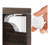 Hoffenbach Cierre Magnético Invisible para Armarios y Cajones - 12 Seguros para Bebés + 3 Llaves - Bloqueo de Seguridad Infantil con Cerradura Magnética - Imanes Adhesivos para Muebles - Blanco