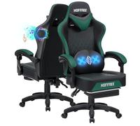 HOFFREE Silla de juegos para computadora con altavoces, sillas de juego de masaje con reposapiés, Bluetooth, respaldo alto, ergonómicas, sillas de juegos de computadora para adultos, silla reclinable